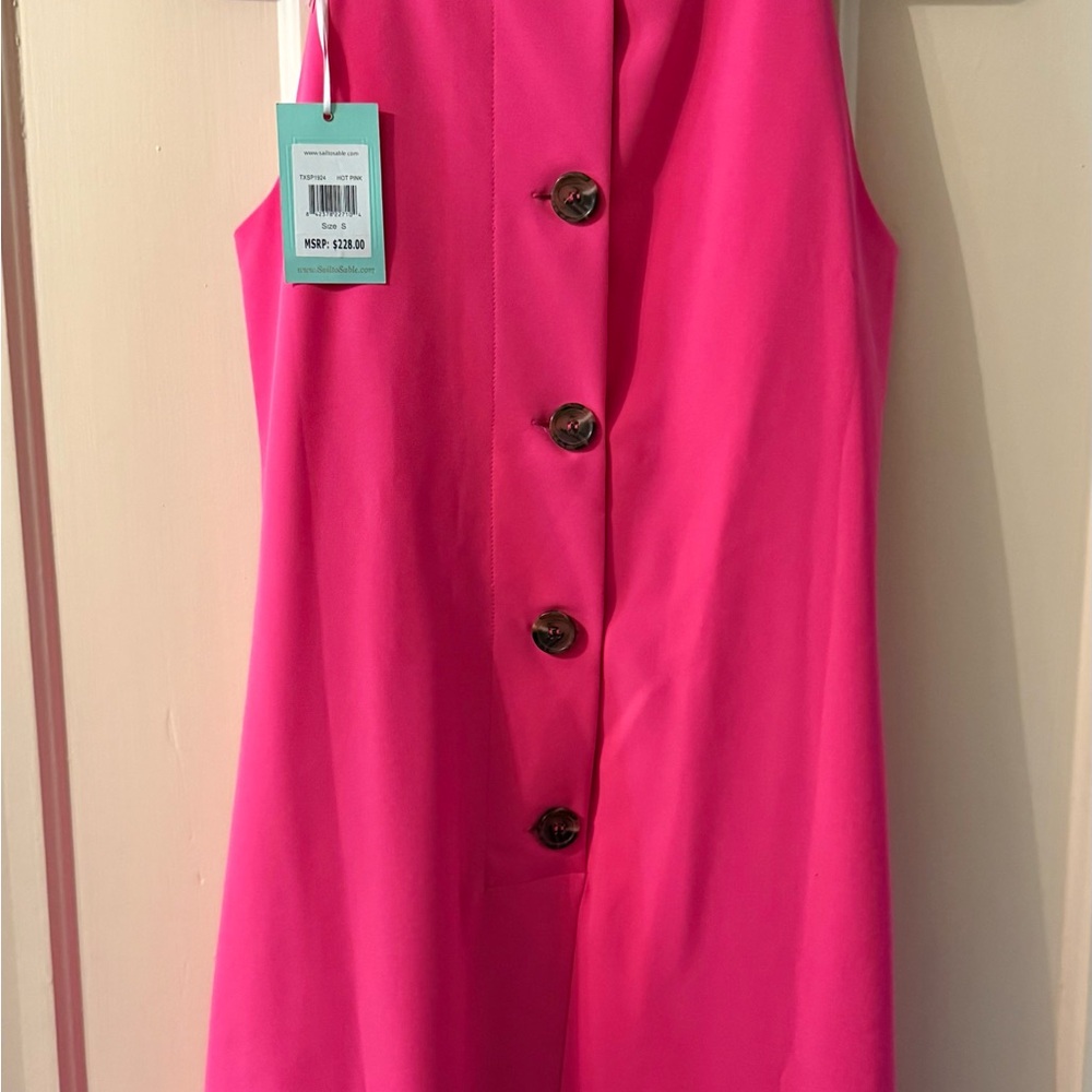 Sail to Sable Hot Pink Sleeveless Cowl Neck Shift Dress - Picture 2 of 5